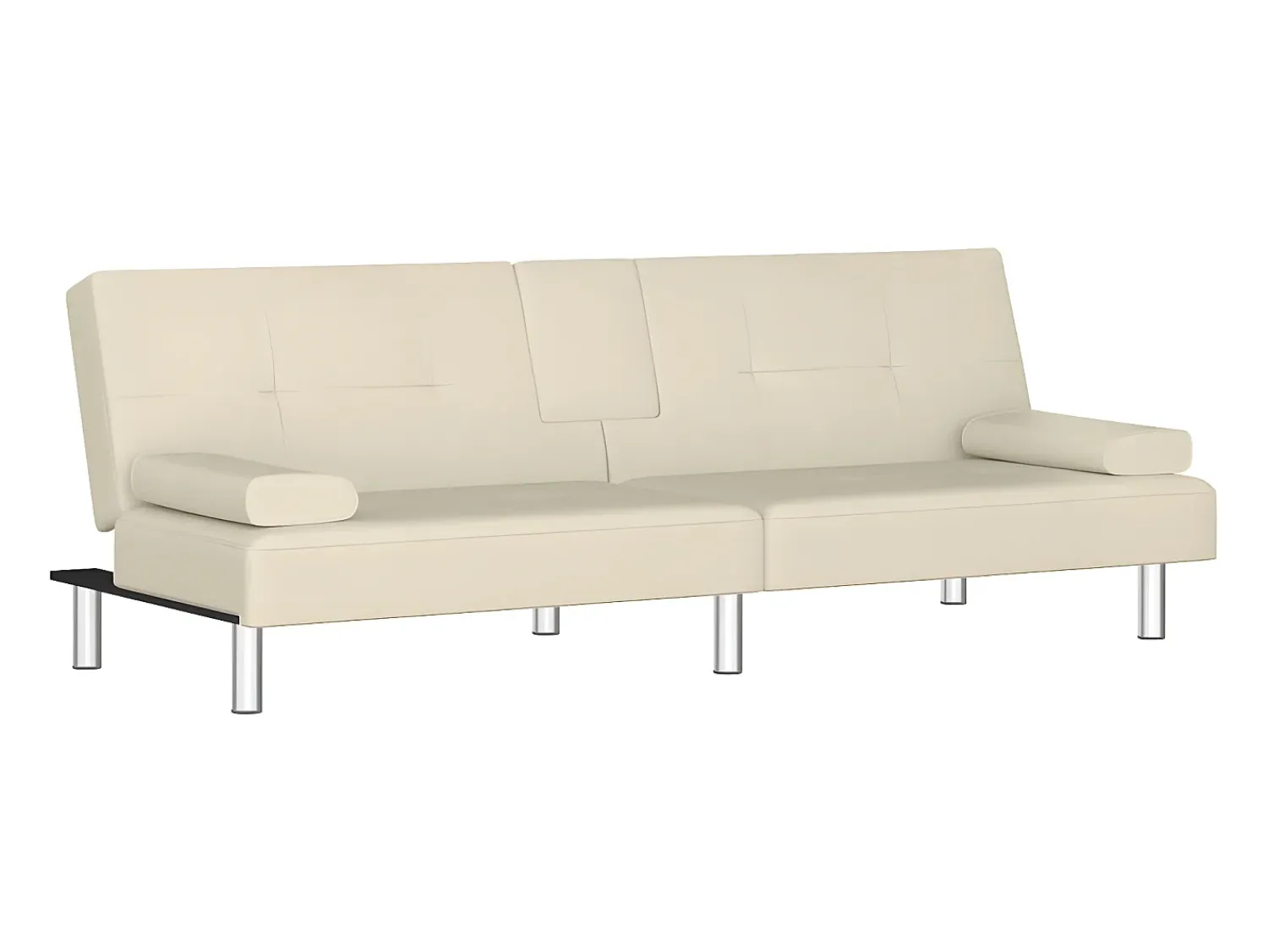 Sofá* Sofá-cama com suporte para copos couro artificial cor PT840179 Creme