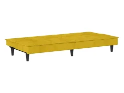 Sofá*vidaxl Sofá-cama com suporte para copos veludo Amarelo