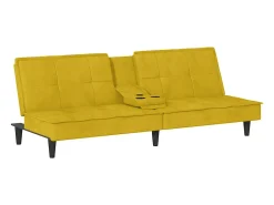 Sofá*vidaxl Sofá-cama com suporte para copos veludo Amarelo