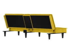 Sofá*vidaxl Sofá-cama com suporte para copos veludo Amarelo