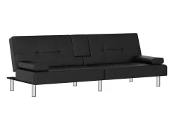 vidaxl Sofá-cama com suporte para copos couro artificial^ Sofá