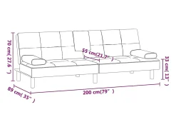 vidaxl Sofá-cama com suporte para copos couro artificial^ Sofá