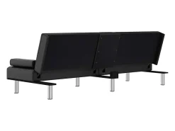 vidaxl Sofá-cama com suporte para copos couro artificial^ Sofá