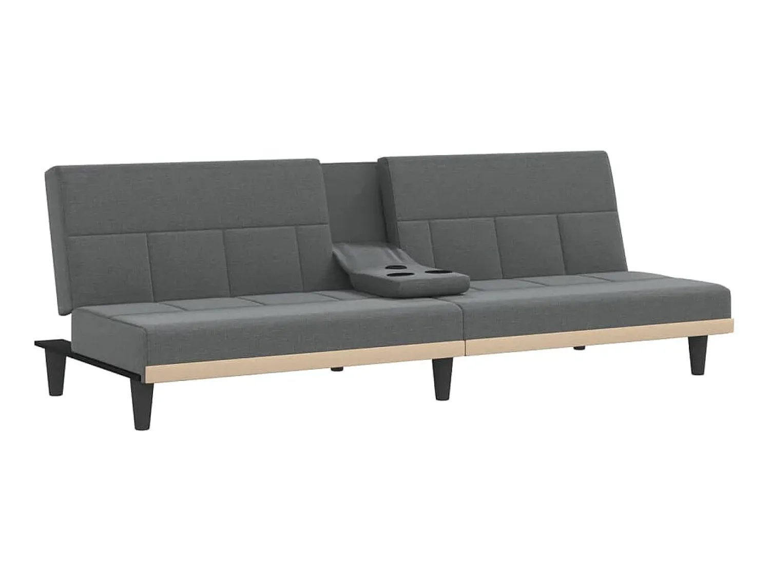 Sofá| Sofá-cama com suportes para copos tecido -escuro PT963018 Cinzento