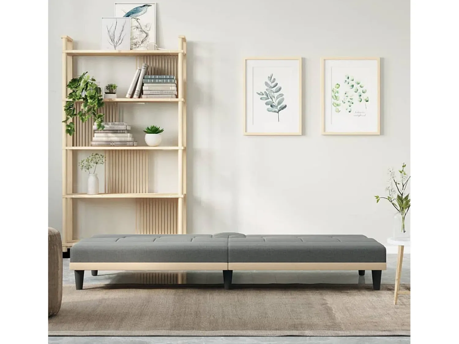 Sofá| Sofá-cama com suportes para copos tecido -escuro PT963018 Cinzento