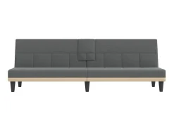 Sofá| Sofá-cama com suportes para copos tecido -escuro PT963018 Cinzento