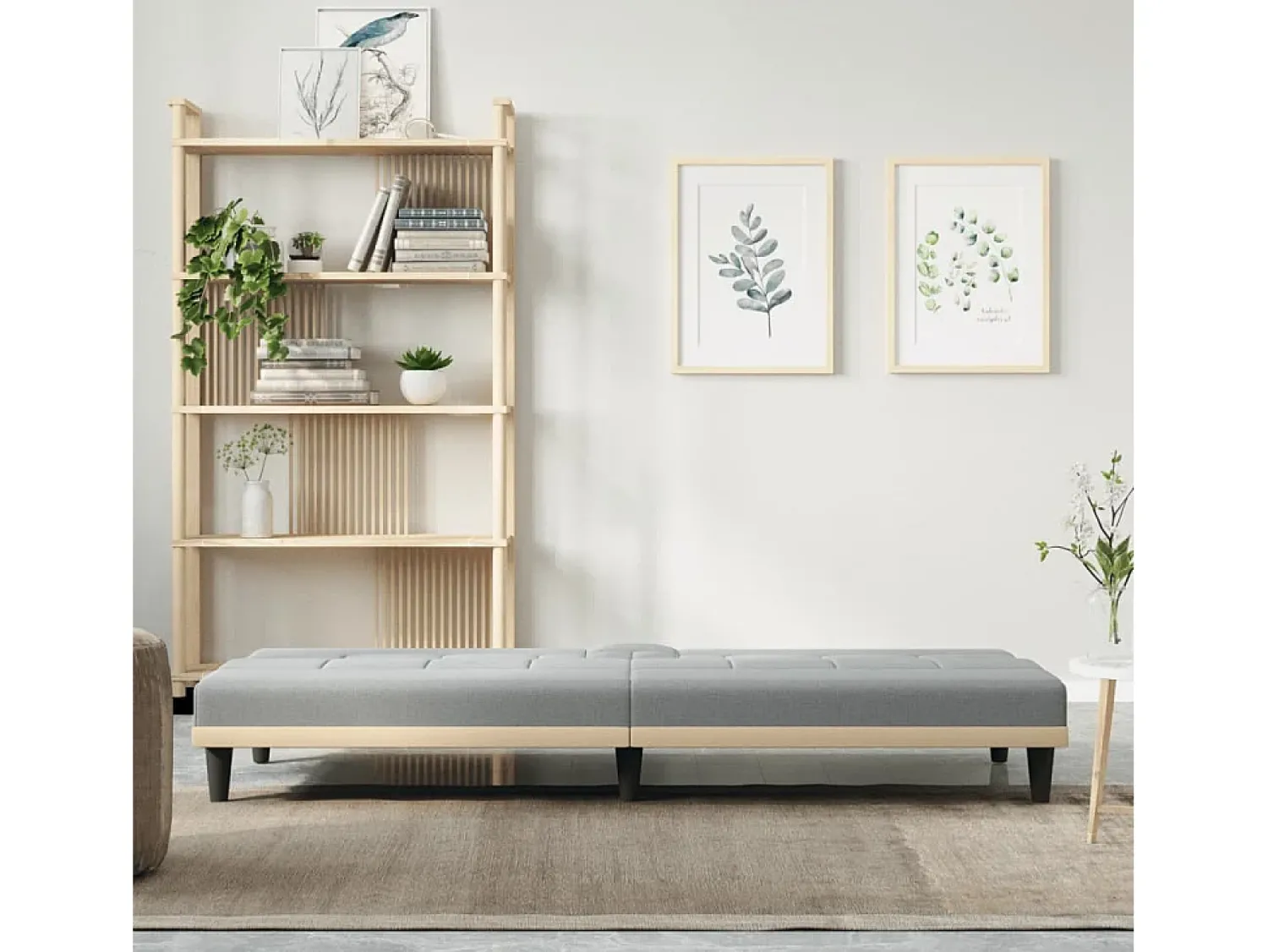 Sofá* Sofá-cama com suportes para copos tecido -claro PT795528 Cinzento