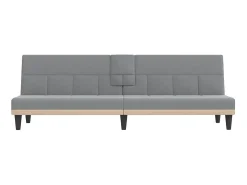 Sofá* Sofá-cama com suportes para copos tecido -claro PT795528 Cinzento