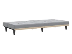Sofá*vidaxl Sofá-cama com suportes para copos tecido -claro Cinzento