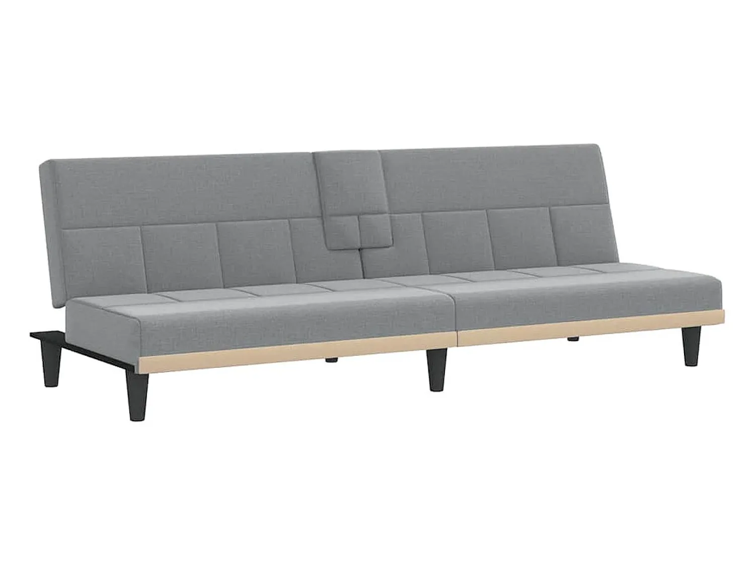 Sofá*vidaxl Sofá-cama com suportes para copos tecido -claro Cinzento