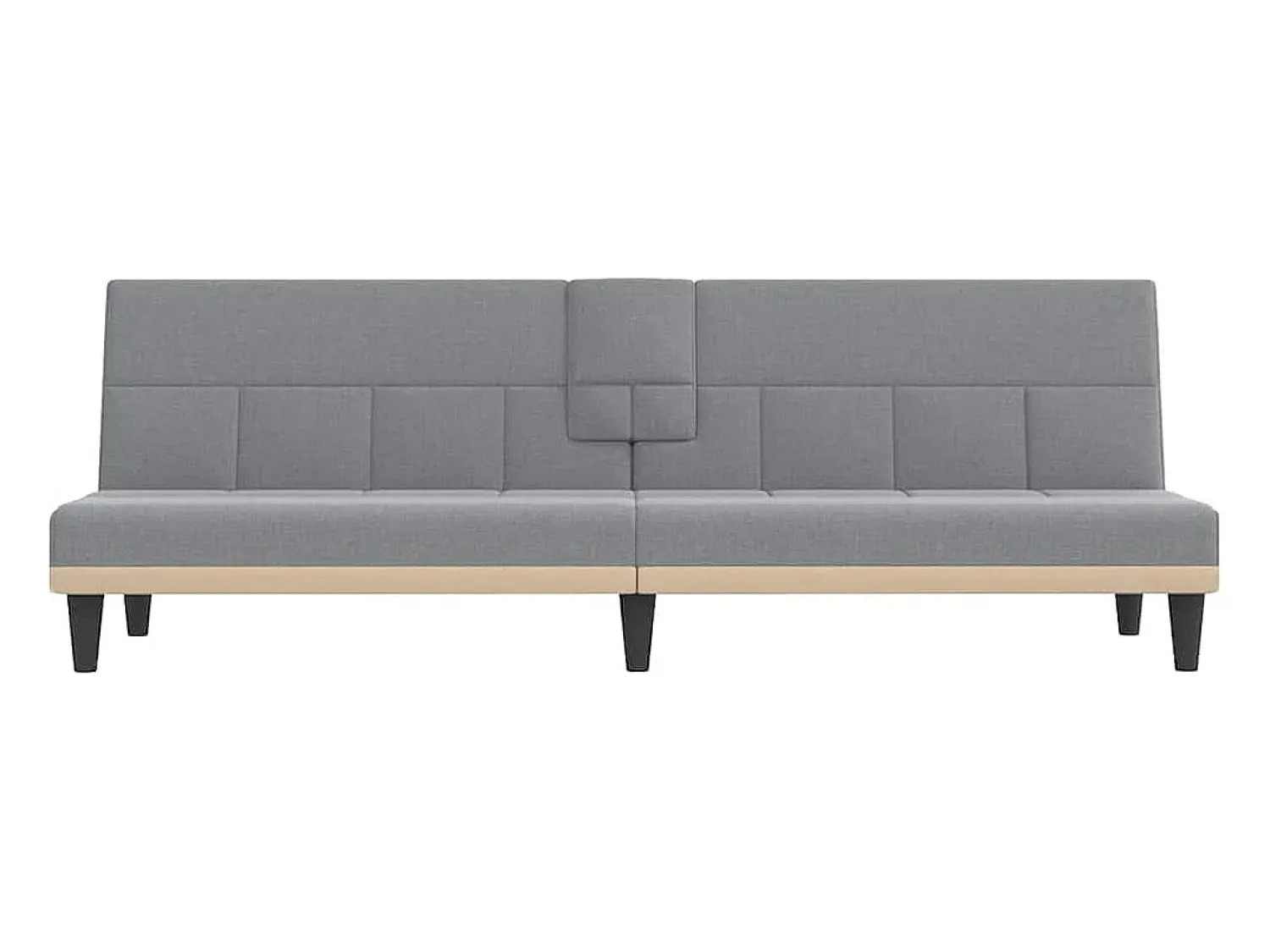 Sofá*vidaxl Sofá-cama com suportes para copos tecido -claro Cinzento