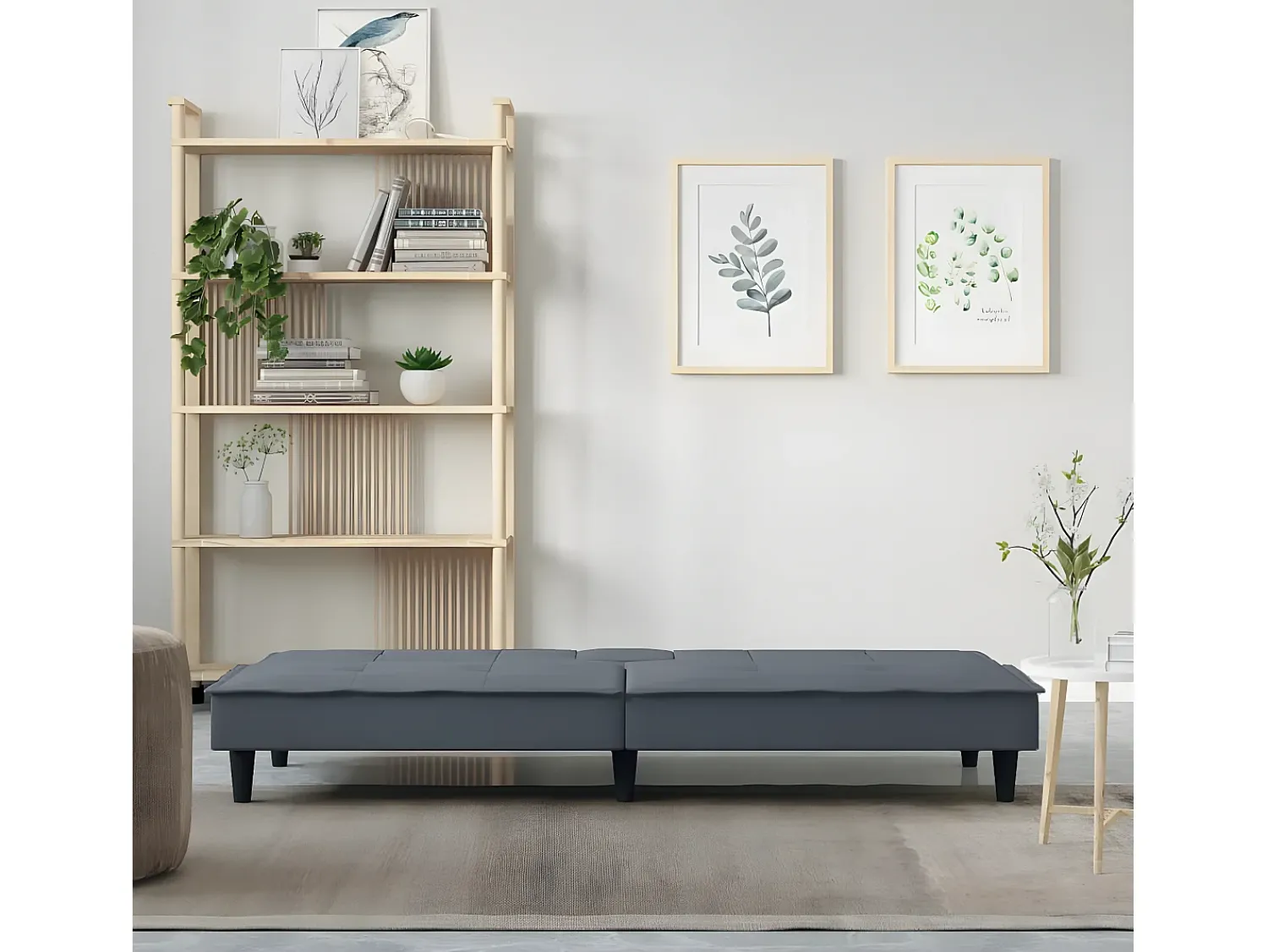Sofá* Sofá-cama com suportes para copos veludo -escuro PT587637 Cinzento