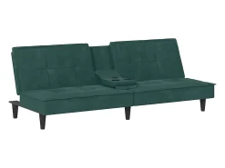 Clearance vidaxl Sofá-cama com suportes para copos veludo -escuro Verde