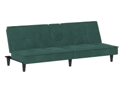Clearance vidaxl Sofá-cama com suportes para copos veludo -escuro Verde