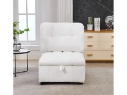 Poltrona*Merax Sofá-cama conversível - 68 x 95 x 76 cm - com encosto e profundidade do assento ajustáveis - tecido - Branco
