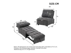 Poltrona|Merax Sofá-cama conversível - 68 x 95 x 76 cm - com encosto e profundidade do assento ajustáveis - tecido - cinza Cinzento