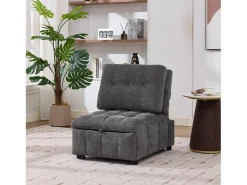 Poltrona|Merax Sofá-cama conversível - 68 x 95 x 76 cm - com encosto e profundidade do assento ajustáveis - tecido - cinza Cinzento