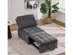 Poltrona|Merax Sofá-cama conversível - 68 x 95 x 76 cm - com encosto e profundidade do assento ajustáveis - tecido - cinza Cinzento