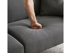 DripeX Sofá-cama conversível - com encostos ajustáveis independentes e 2 almofadas - tecido de linho algodão - 176x72/89x72cm - Cinza^ Sofá