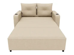 Merax Sofá-cama conversível 3 em 1 - 131 x 81 x 94 cm - com porta-copos + almofadas + porta USB - Algodão e linho -^ Sofá