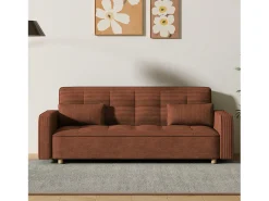 Sofá*Concept-Usine Sofá-Cama Conversível 3 Lugares Veludo Cotelê Estilo Escandinavo Moderno Terracota