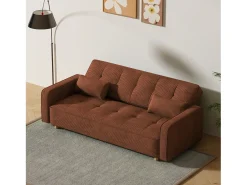 Sofá*Concept-Usine Sofá-Cama Conversível 3 Lugares Veludo Cotelê Estilo Escandinavo Moderno Terracota