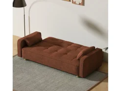 Sofá*Concept-Usine Sofá-Cama Conversível 3 Lugares Veludo Cotelê Estilo Escandinavo Moderno Terracota
