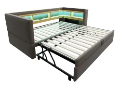 Sofá* Sofá-cama conversível de 2 lugares, 180 x 190 cm, com LED e USB, estofado com espaço de armazenamento, cinza escuro. Cinzento