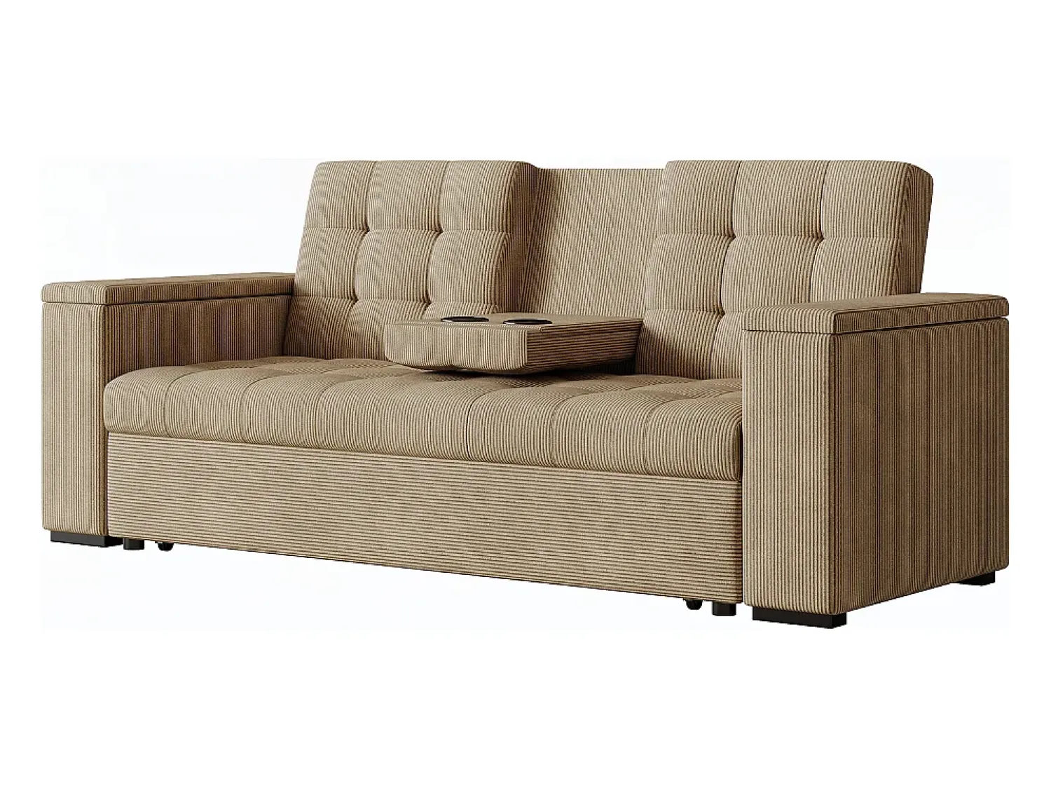 Sofá*Concept-Usine Sofá-Cama Conversível de 3 Lugares Modular em Veludo Cotelê NOHO Bege