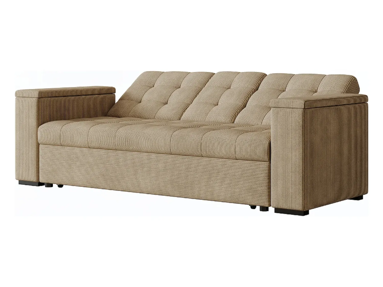 Sofá*Concept-Usine Sofá-Cama Conversível de 3 Lugares Modular em Veludo Cotelê NOHO Bege