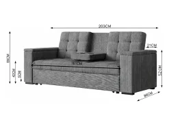 Sofá*Concept-Usine Sofá-Cama Conversível de 3 Lugares Modular em Veludo Cotelê NOHO Bege