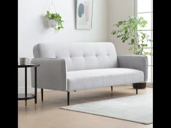 Concept-Usine Sofá-Cama Conversível de 3 Lugares em Tecido Cinza BERNE - Design Elegante, Braços Removíveis, Conforto Máximo^ Sofá