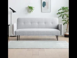 Concept-Usine Sofá-Cama Conversível de 3 Lugares em Tecido Cinza BERNE - Design Elegante, Braços Removíveis, Conforto Máximo^ Sofá