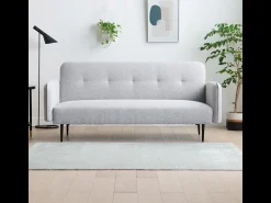 Concept-Usine Sofá-Cama Conversível de 3 Lugares em Tecido Cinza BERNE - Design Elegante, Braços Removíveis, Conforto Máximo^ Sofá