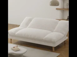 Sofá|Concept-Usine Sofá-Cama Conversível de 3 Lugares em Veludo Cotelê Azul Estilo Escandinavo Bege