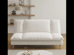 Sofá|Concept-Usine Sofá-Cama Conversível de 3 Lugares em Veludo Cotelê Azul Estilo Escandinavo Bege