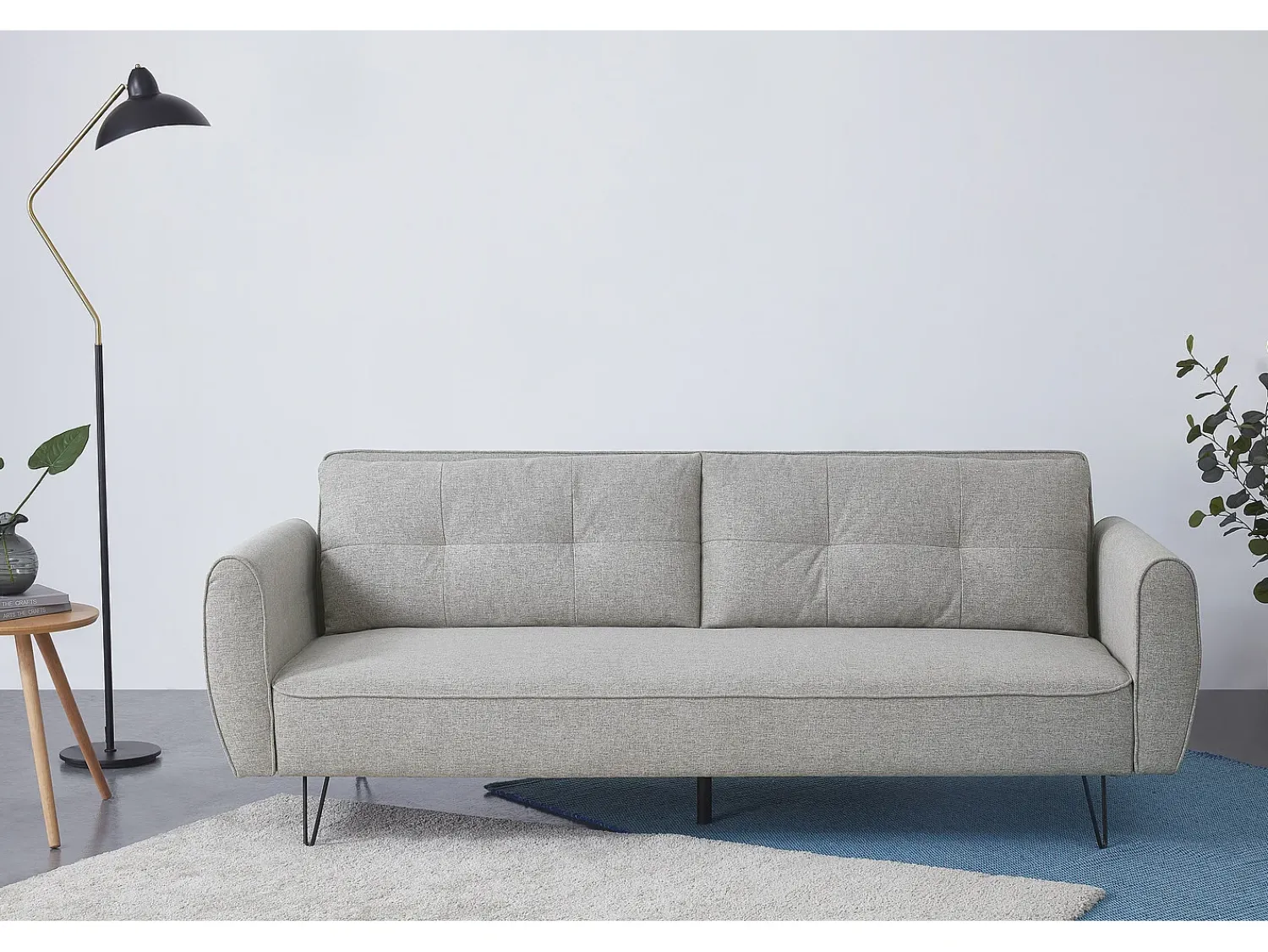 Concept-Usine Sofá-Cama Conversível de 3 Lugares em Tecido Cinza Claro SOHO Moderno e Elegante Cinzento