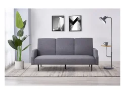 Concept-Usine Sofá-cama conversível de 3 lugares cinza em tecido Dublin com braços removíveis^ Sofá