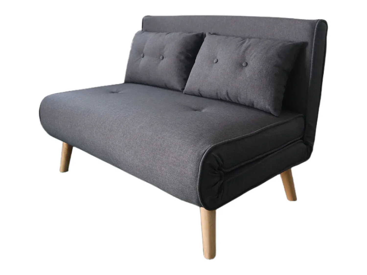 Concept-Usine Sofá-Cama Conversível em Tecido Cinza Escuro de 2 Lugares DORIS Moderno e Funcional^ Sofá