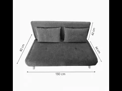 Concept-Usine Sofá-Cama Conversível em Veludo Cotelê 2 Lugares ENNIS^ Sofá