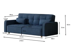 Sofá|Concept-Usine Sofá-Cama Conversível Escandinavo de 3 Lugares em Veludo Cotelê COPENHAGUE Azul