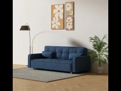 Sofá|Concept-Usine Sofá-Cama Conversível Escandinavo de 3 Lugares em Veludo Cotelê COPENHAGUE Azul