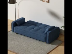 Sofá|Concept-Usine Sofá-Cama Conversível Escandinavo de 3 Lugares em Veludo Cotelê COPENHAGUE Azul