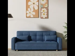 Sofá|Concept-Usine Sofá-Cama Conversível Escandinavo de 3 Lugares em Veludo Cotelê COPENHAGUE Azul