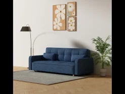 Sofá|Concept-Usine Sofá-Cama Conversível Escandinavo de 3 Lugares em Veludo Cotelê COPENHAGUE Azul