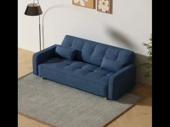 Sofá|Concept-Usine Sofá-Cama Conversível Escandinavo de 3 Lugares em Veludo Cotelê COPENHAGUE Azul