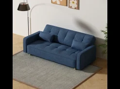 Sofá|Concept-Usine Sofá-Cama Conversível Escandinavo de 3 Lugares em Veludo Cotelê COPENHAGUE Azul
