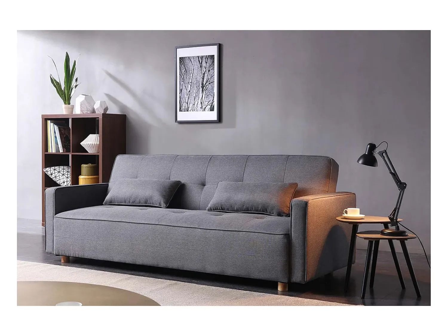 Concept-Usine Sofá-Cama Conversível Escandinavo 3 Lugares Cinza COPENHAGUE Design Único e Conforto XXL^ Sofá