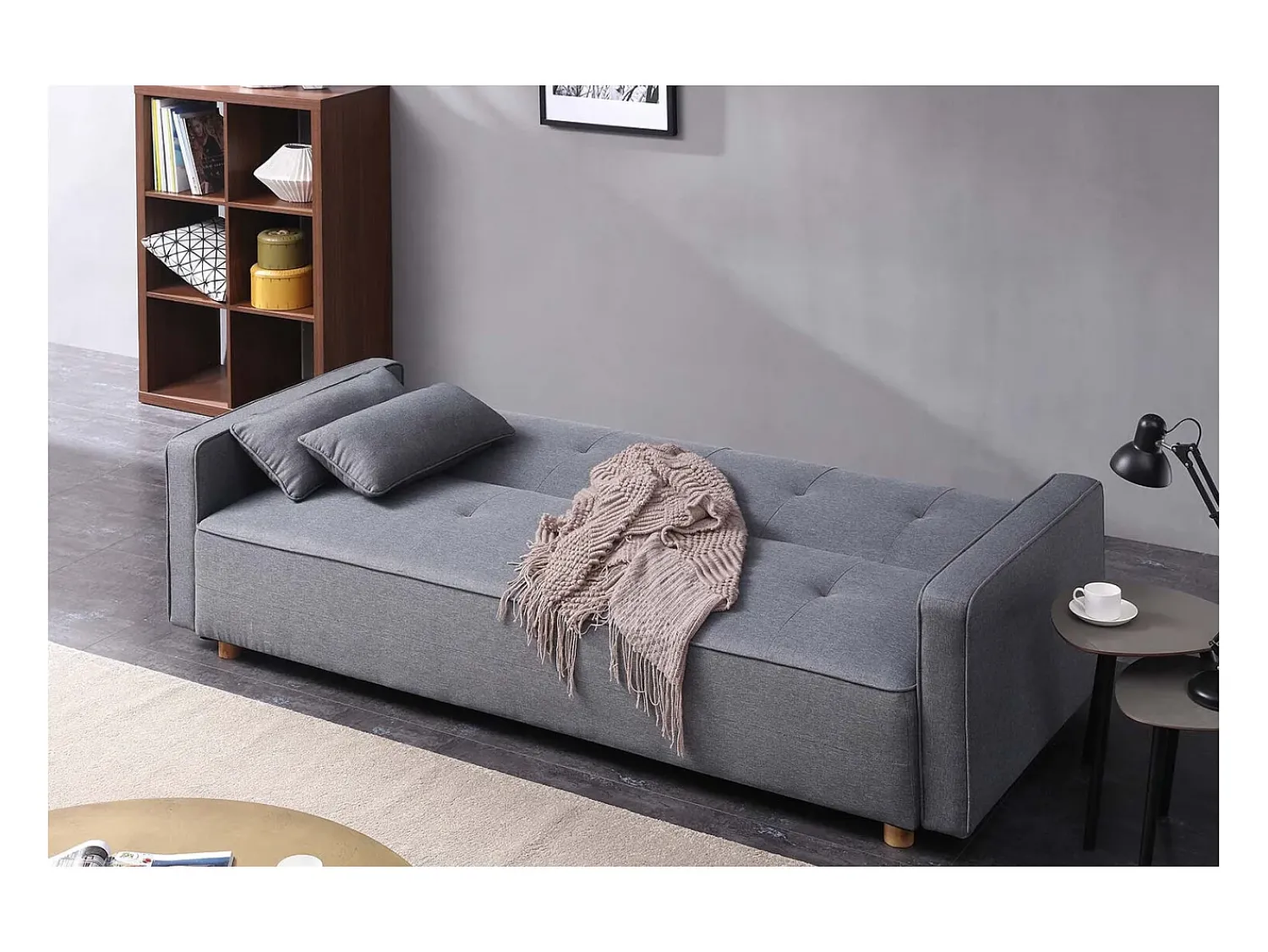 Concept-Usine Sofá-Cama Conversível Escandinavo 3 Lugares Cinza COPENHAGUE Design Único e Conforto XXL^ Sofá