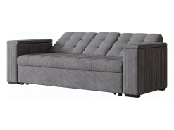 Sofá|Concept-Usine Sofá-Cama Conversível Modular de 3 Lugares em Veludo Cotelê Cinza com Armazenamento NOHO Cinzento